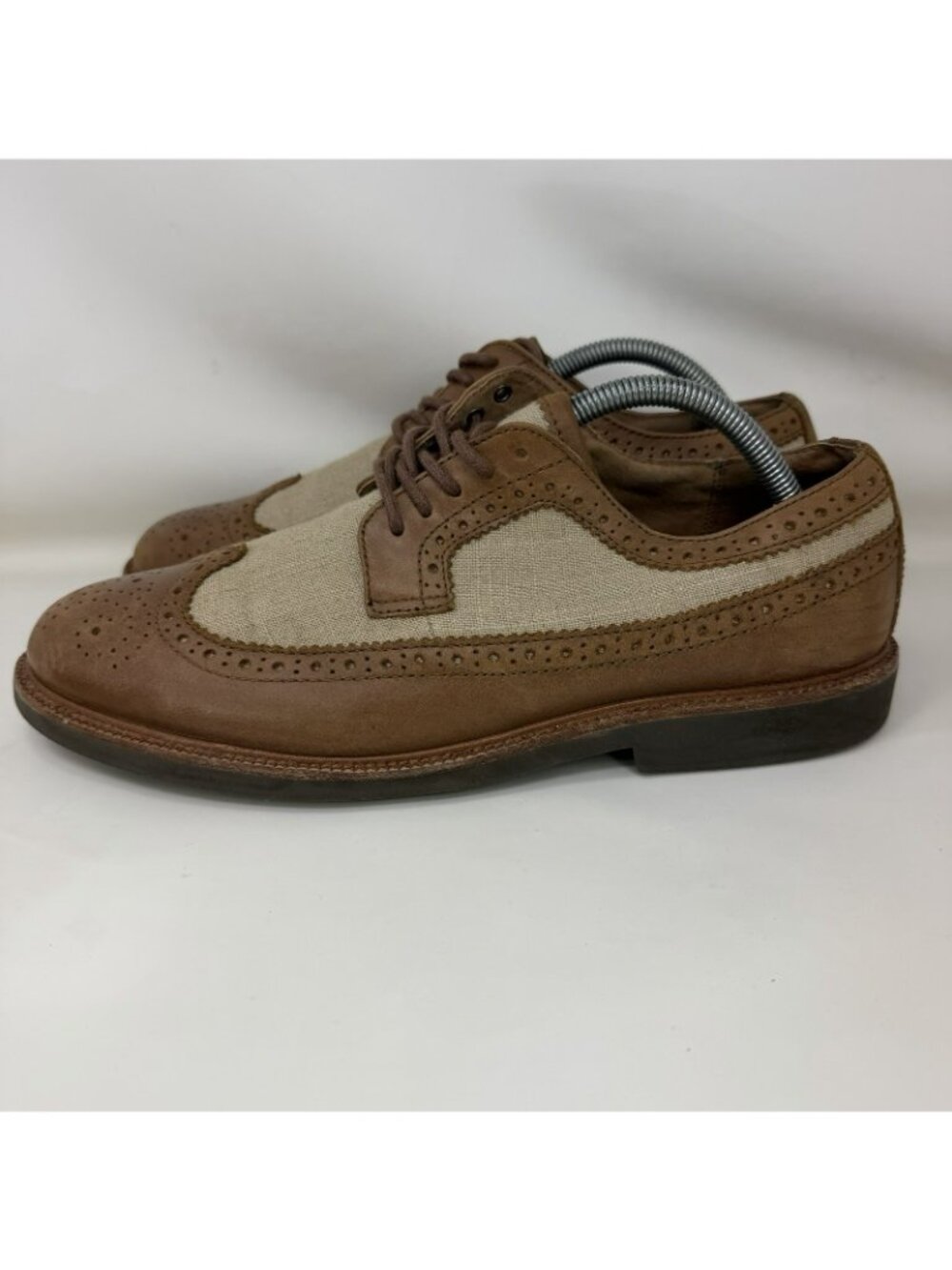 Polo Ralph Lauren Torrington Wingtip Oxford Shoes Brown Beige Men’s Size 999 - Picture 2 of 6